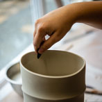 Sally Bertram at work in her studio 2019